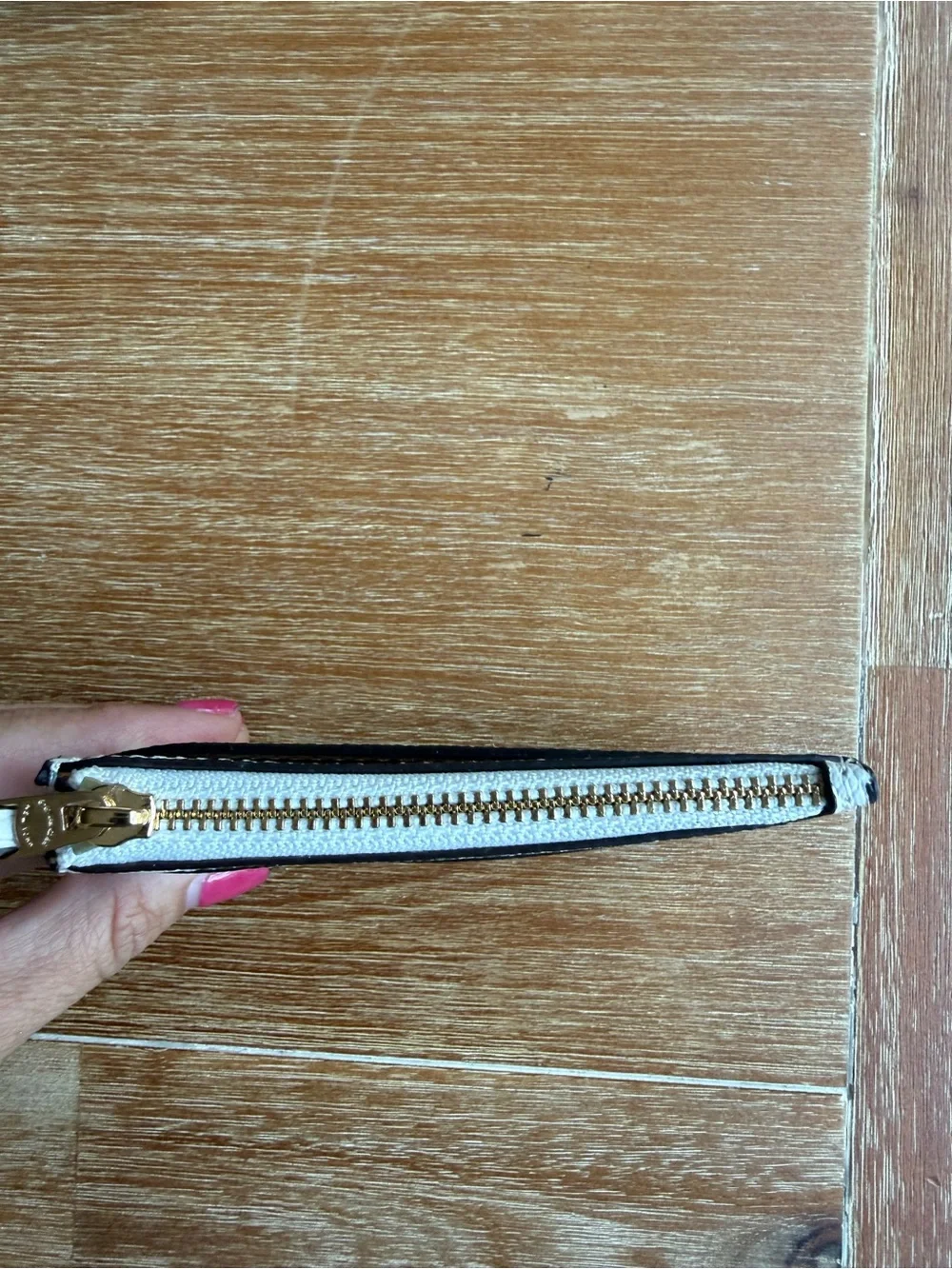 Coach White Saffiano Leather Card Holder with Key Ring